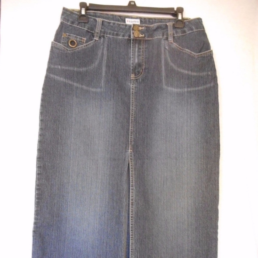 no boundaries stretch Juniors Sz 9 Denim Skirt Maxi Skirt  boho western Y2K